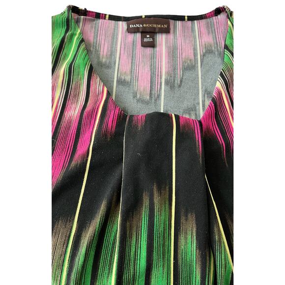DANA BUCHMAN MIDI SCOOP NECK TUNIC DRESS, WOMENS, M, MULTICOLOR ABSTRACT DESIGN - Picture 3 of 9